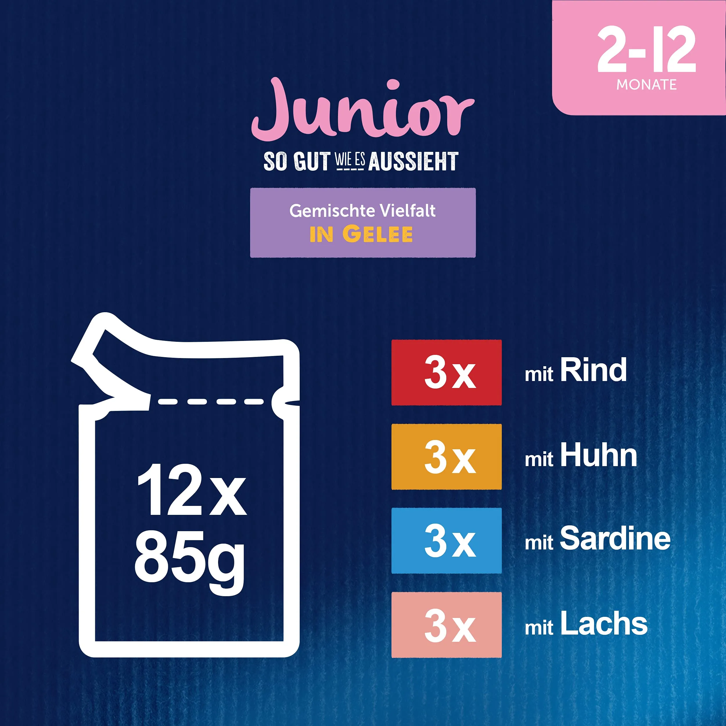 Felix Così come sembra Junior Cibo Umido in Gelatina, Mix di Varietà, 6 x 12 bustine da 85 g - immagine 5