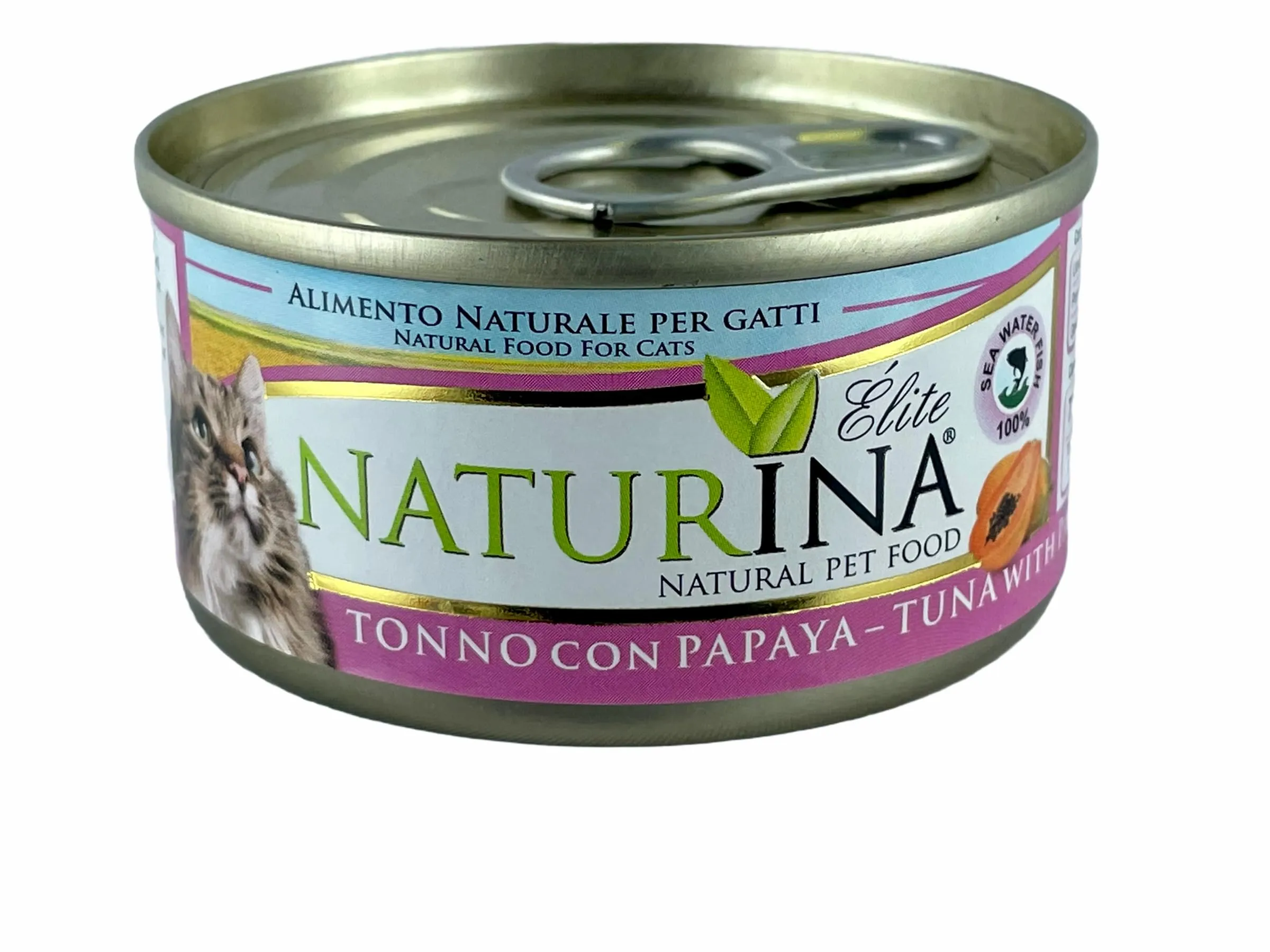Naturina Elite Umido per Gatti Tonno con Papaya, 6 Lattine da 70g - immagine 1