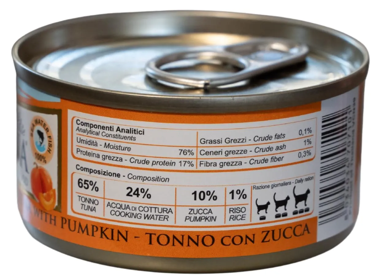 Naturina Elite Umido per Gatti Tonno con Zucca, 6 Lattine da 70g - immagine 4