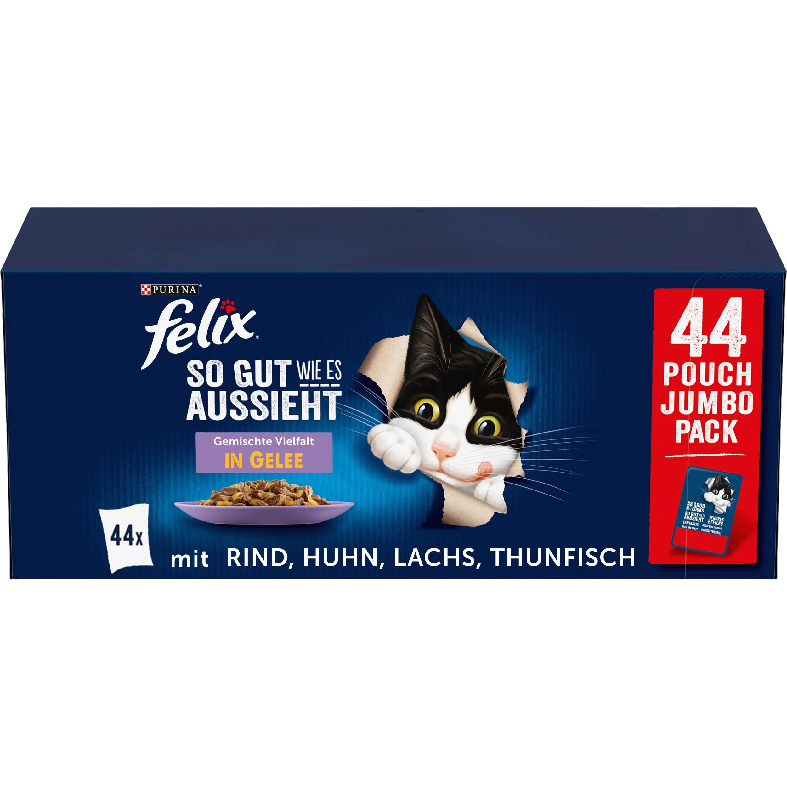 Felix Cibo Umido per Gatti, Varietà Mista in Gelatina, 44 x 85 g - immagine 1