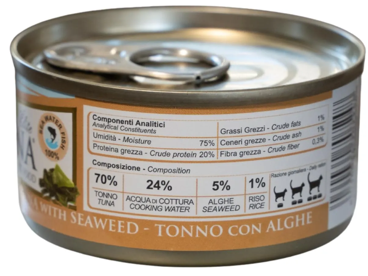 Naturina Elite Umido per Gatti Tonno con Alghe, 24 Lattine da 70g - immagine 4