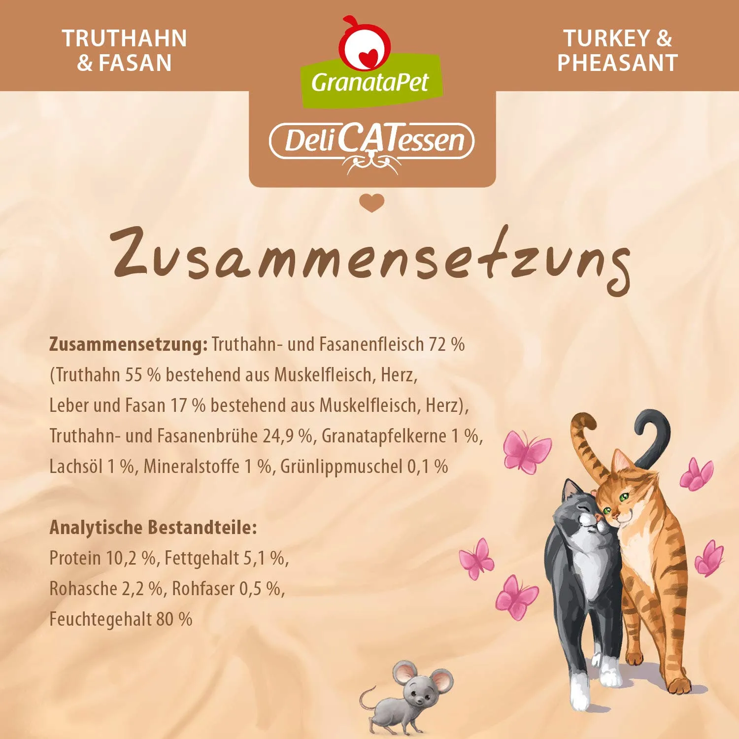 GranataPet Delicatessen Cibo Umido per Gatti con Tacchino e Fagiano, Senza Cereali e Senza Zucchero, 6 x 800 g - immagine 4