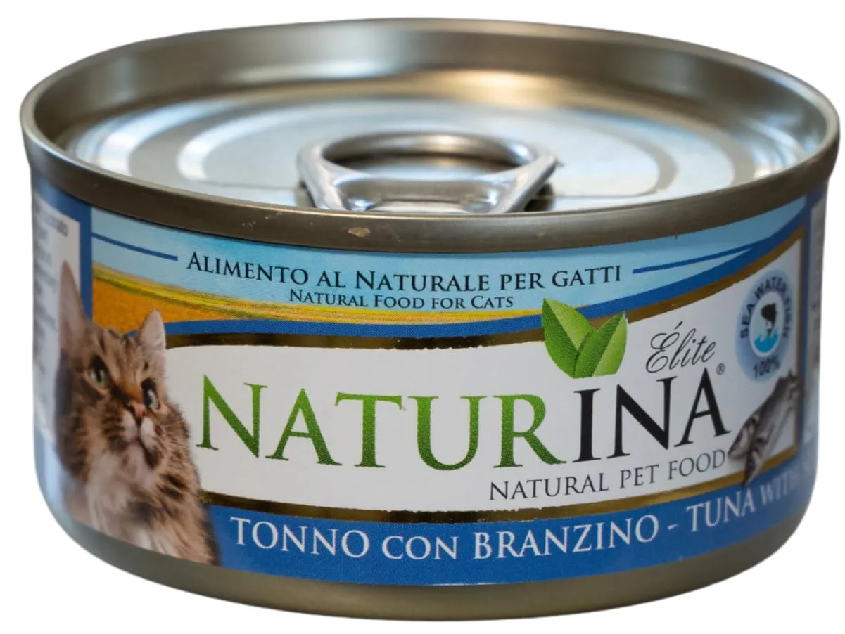Naturina Elite Umido per Gatti Tonno con Branzino, 24 Lattine da 70g - immagine 1