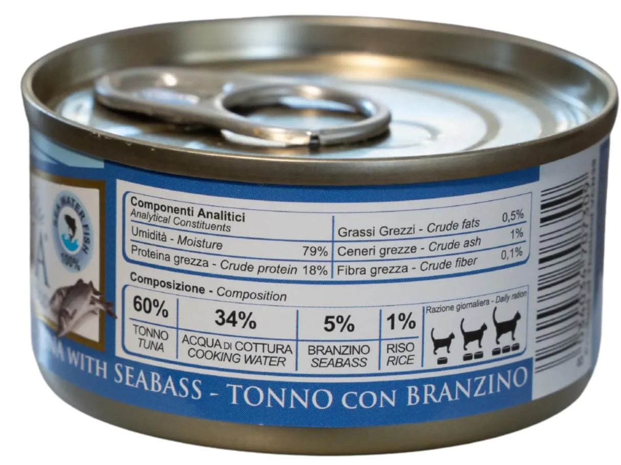 Naturina Elite Umido per Gatti Tonno con Branzino, 24 Lattine da 70g - immagine 3