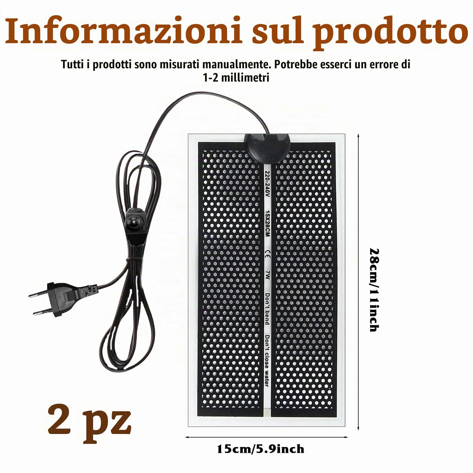 SPORWAY Tappetino riscaldante per rettili con regolatore di temperatura, 2 pezzi - immagine 2