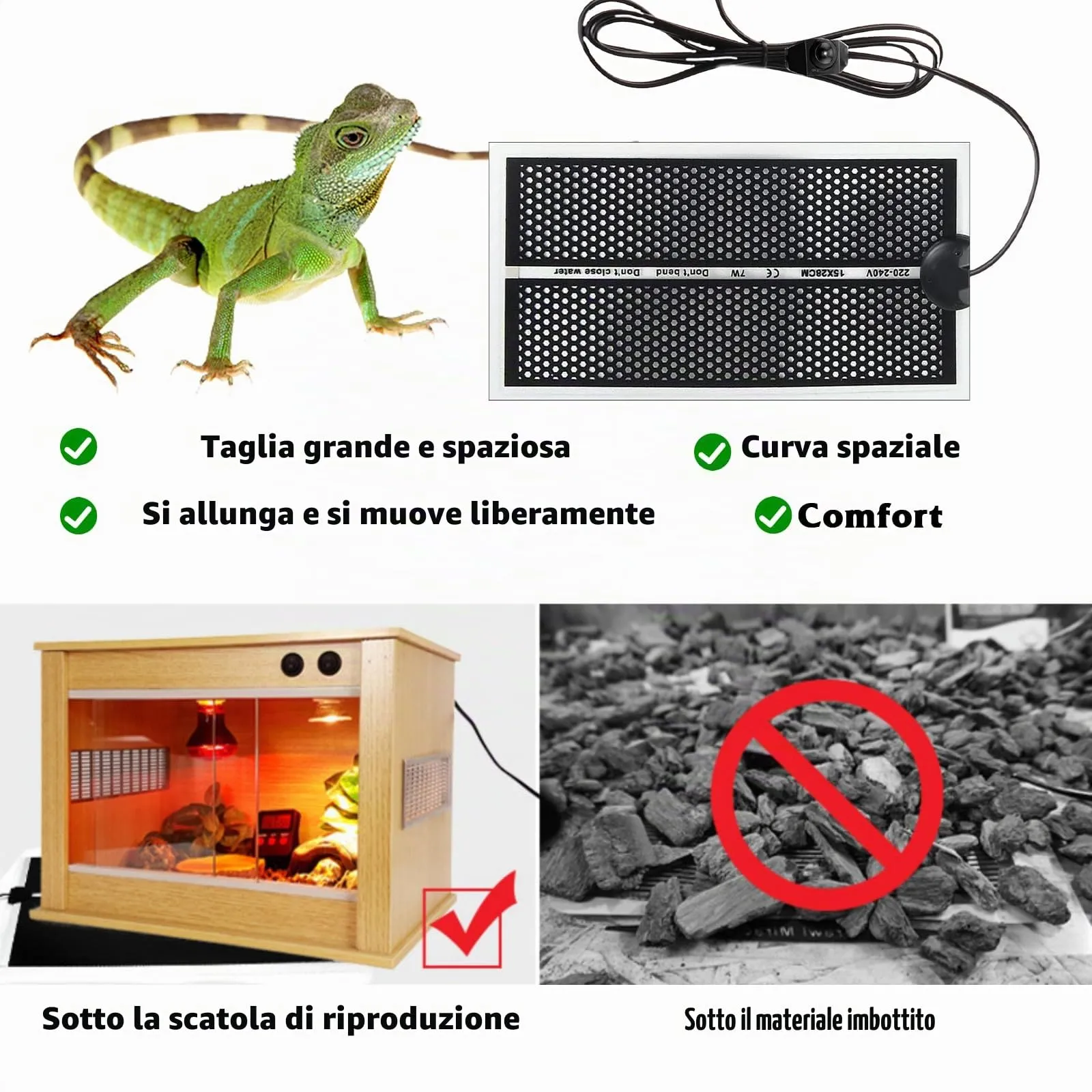 SPORWAY Tappetino riscaldante per rettili con regolatore di temperatura, 2 pezzi - immagine 4