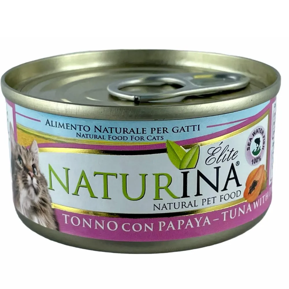 Naturina Elite Umido per Gatti Tonno con Papaya, 24 Lattine da 70g - immagine 1