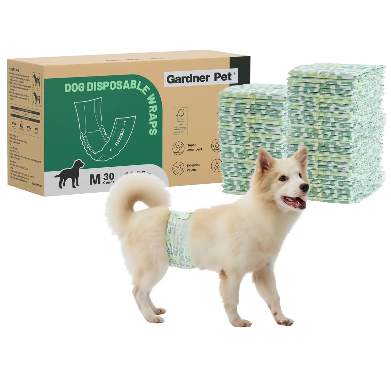 Gardner Pet Pannolini per Cani Maschi, Taglia M, 30 Pezzi - immagine 1
