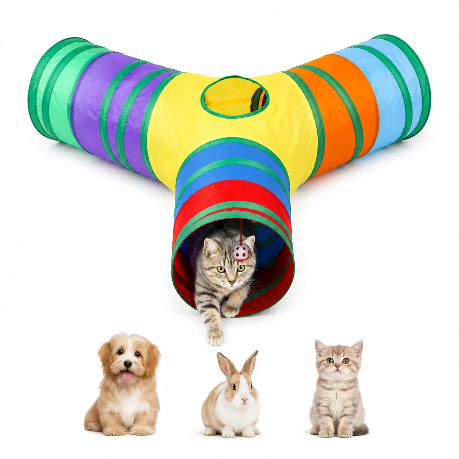 APKOL Tunnel per Gatti Pieghevole Forma Y (76x25cm) - immagine 1