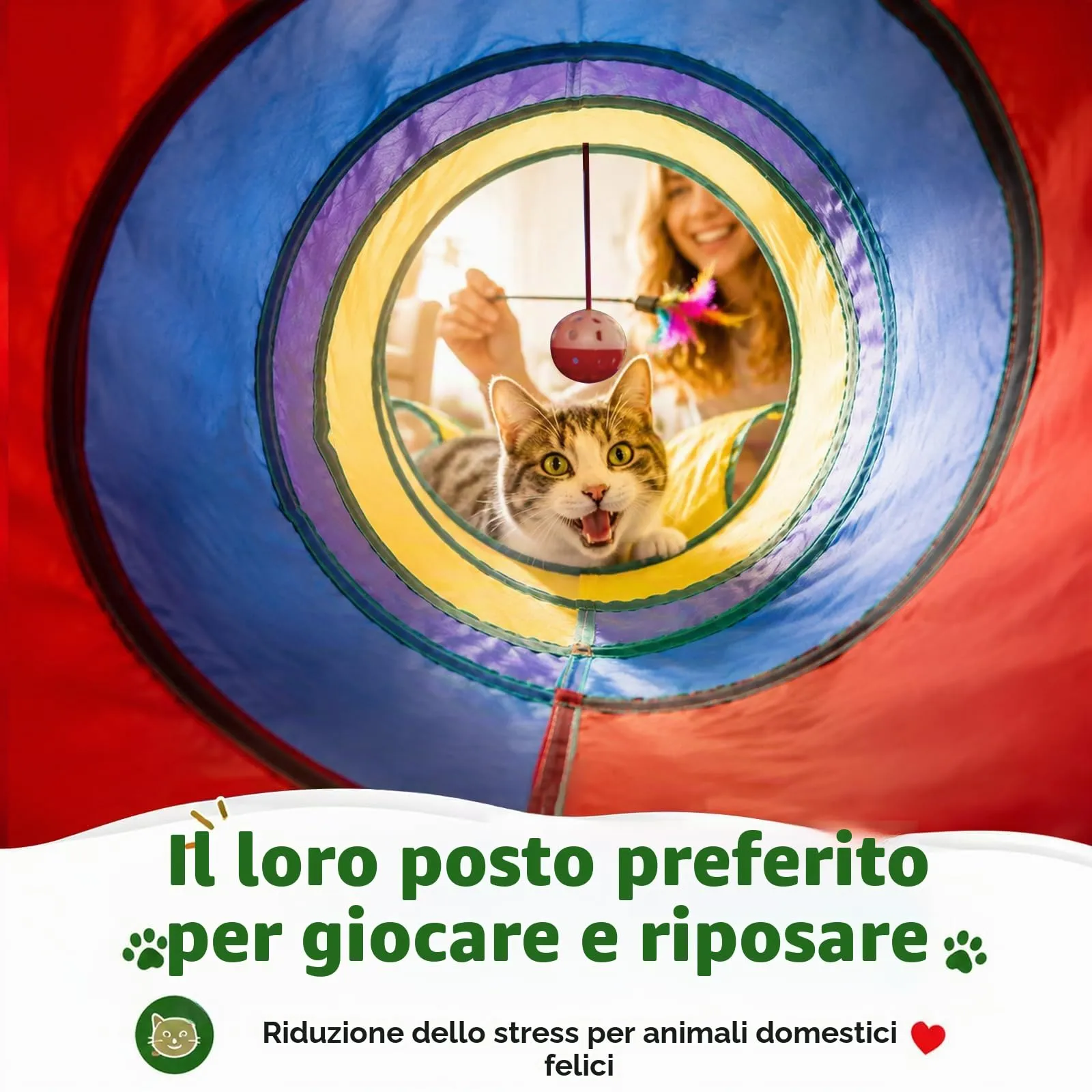APKOL Tunnel per Gatti Pieghevole Forma Y (76x25cm) - immagine 7