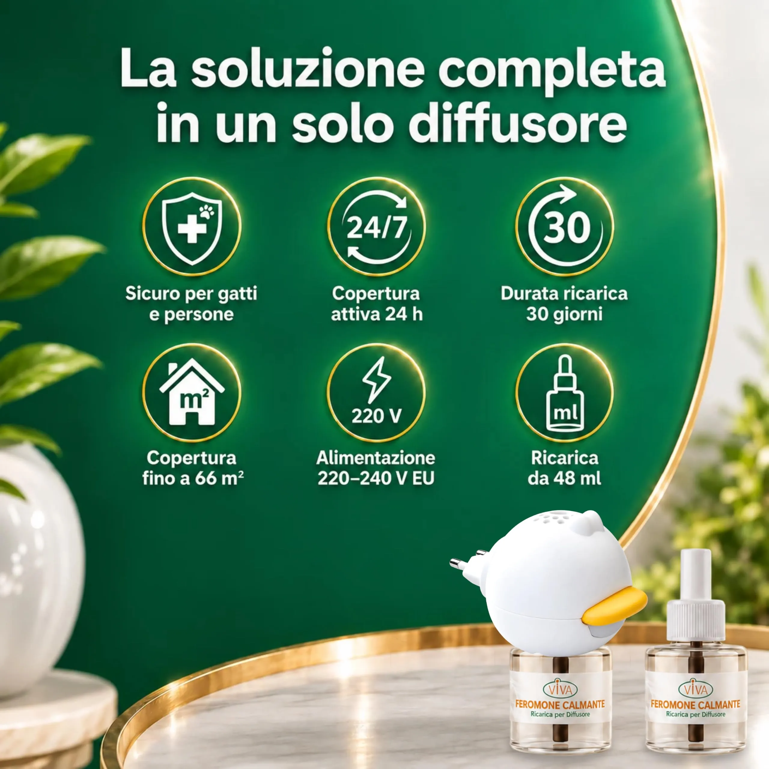 Generico Diffusore Calmante per Gatti, Kit 1 Diffusore + 2 Ricariche 60 Giorni, Feromoni Antistress per Gatti Adulti e Cuccioli - immagine 2