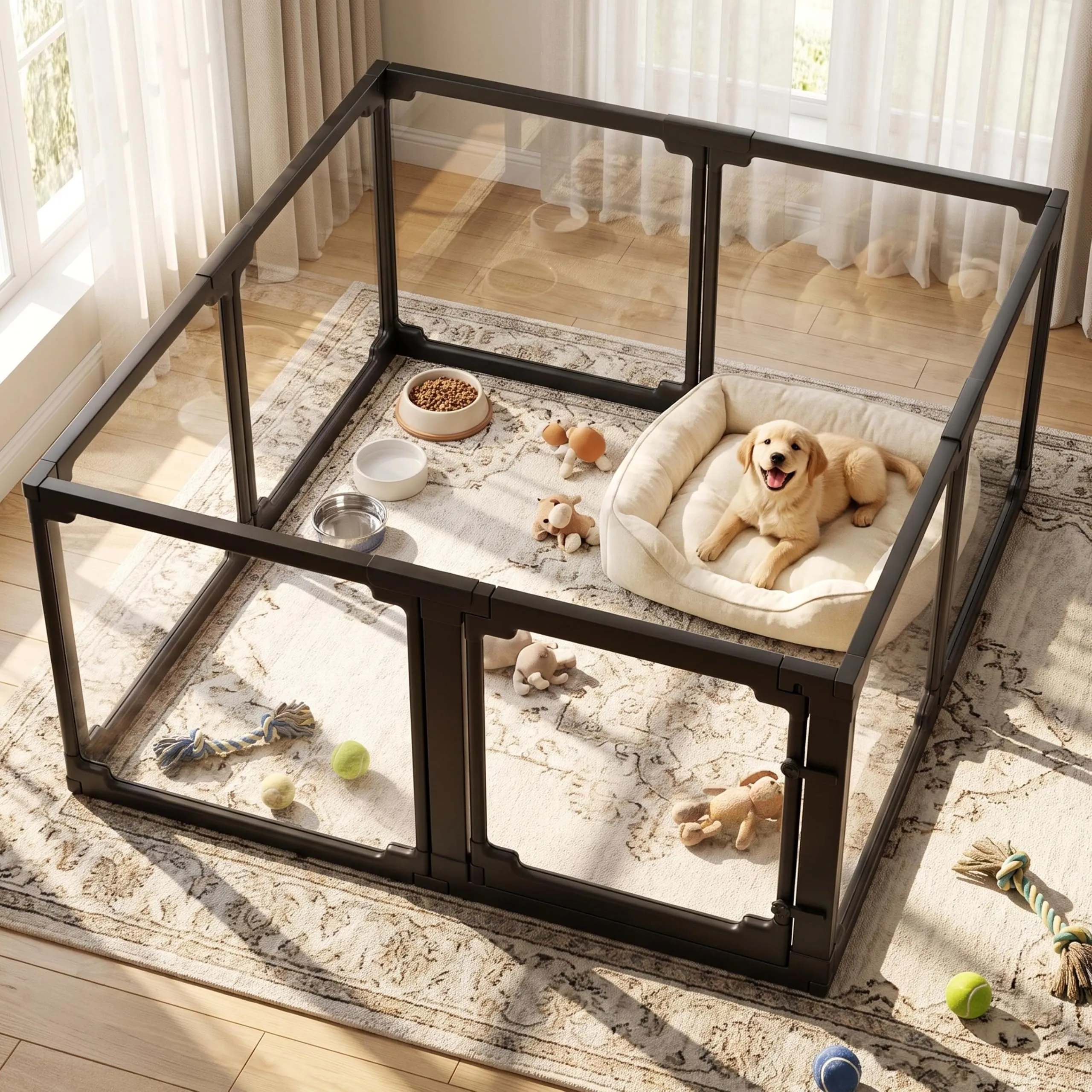 MAMIZO Recinto per Cani in Acrilico 125 x 120 x 60 cm, Box per Cuccioli - immagine 1