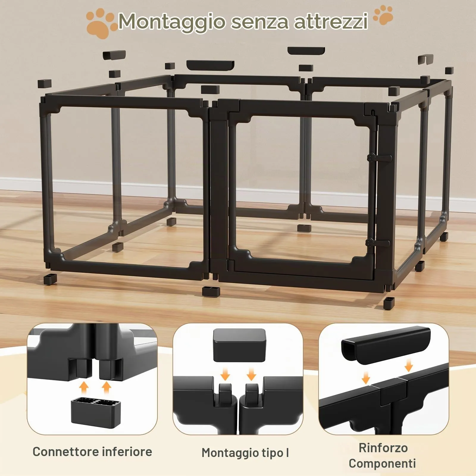MAMIZO Recinto per Cani in Acrilico 125 x 120 x 60 cm, Box per Cuccioli - immagine 3