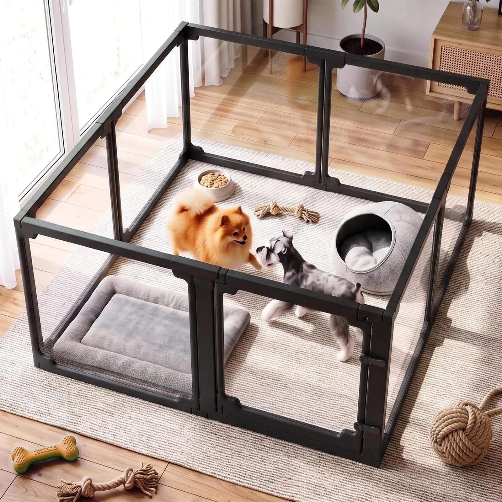 MAMIZO Recinto per Cani in Acrilico 125 x 120 x 60 cm, Box per Cuccioli - immagine 7