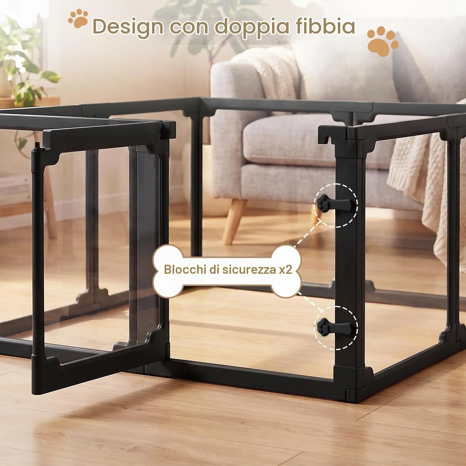 MAMIZO Recinto per Cani in Acrilico 125 x 120 x 60 cm, Box per Cuccioli - immagine 8