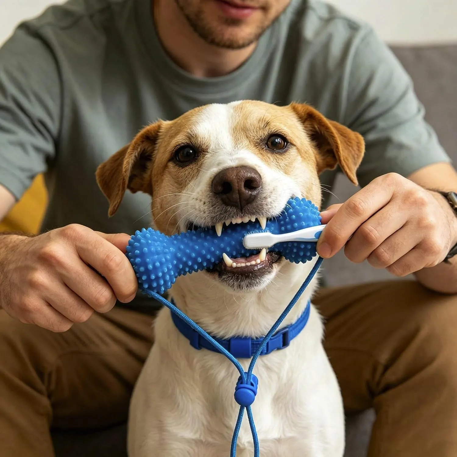 STOAT Giocattolo cane 2-in-1 per masticazione e pulizia dentale, gomma per cani aggressivi, cura orale per cani piccole, medie e grandi - immagine 2