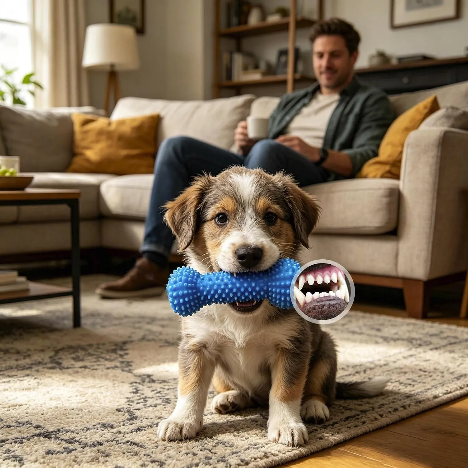 STOAT Giocattolo cane 2-in-1 per masticazione e pulizia dentale, gomma per cani aggressivi, cura orale per cani piccole, medie e grandi - immagine 4