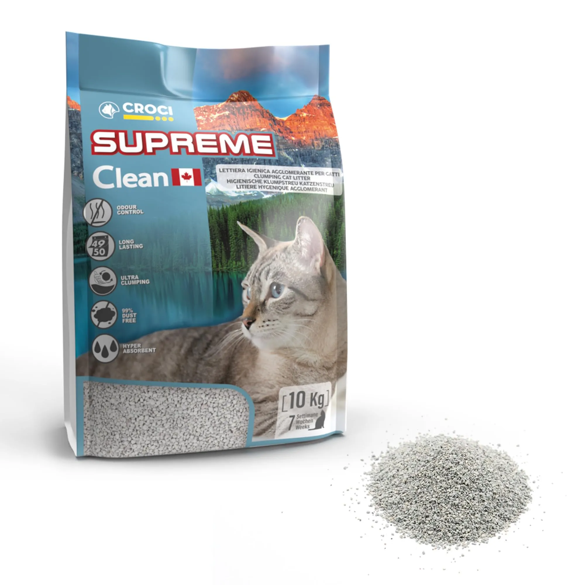 Croci Supreme Clean Lettiera Gatti Super Agglomerante, Bentonite Canadese, 10 kg - immagine 3