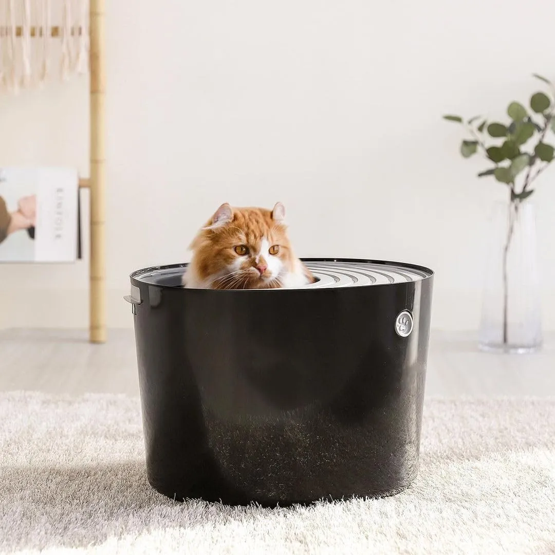 Iris Ohyama Lettiera per Gatti Chiusa con Ingresso Top, Nero/Grigio, PUNT-530 - immagine 3