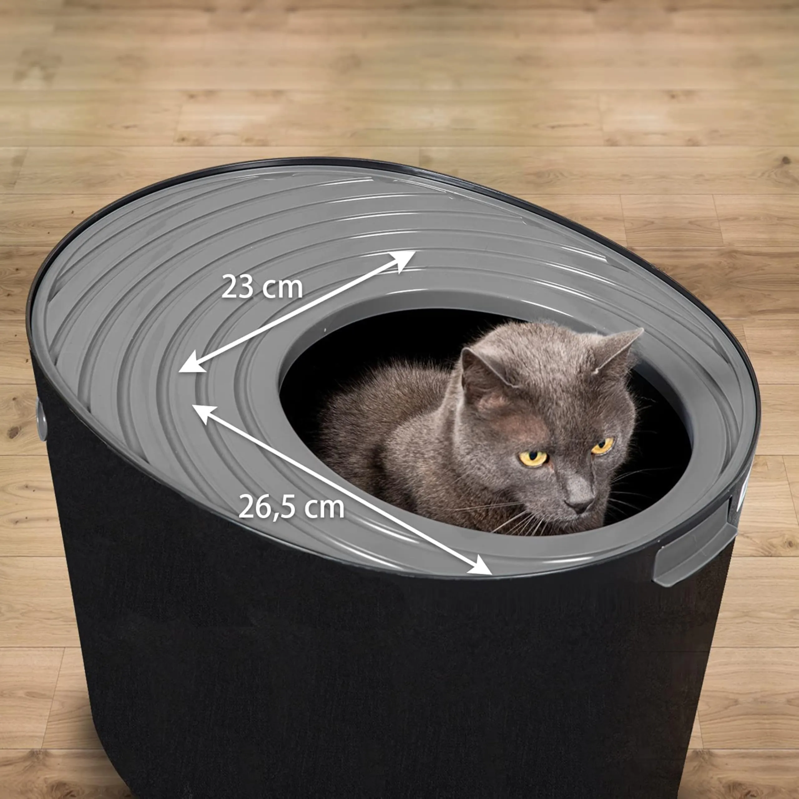 Iris Ohyama Lettiera per Gatti Chiusa con Ingresso Top, Nero/Grigio, PUNT-530 - immagine 6