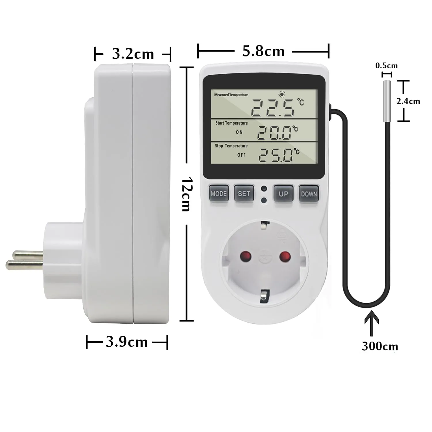 KETOTEK KT3100 Digitale Presa Termostato Regolatore di Temperatura con Sonda 220V per Riscaldamento e Raffreddamento - immagine 4