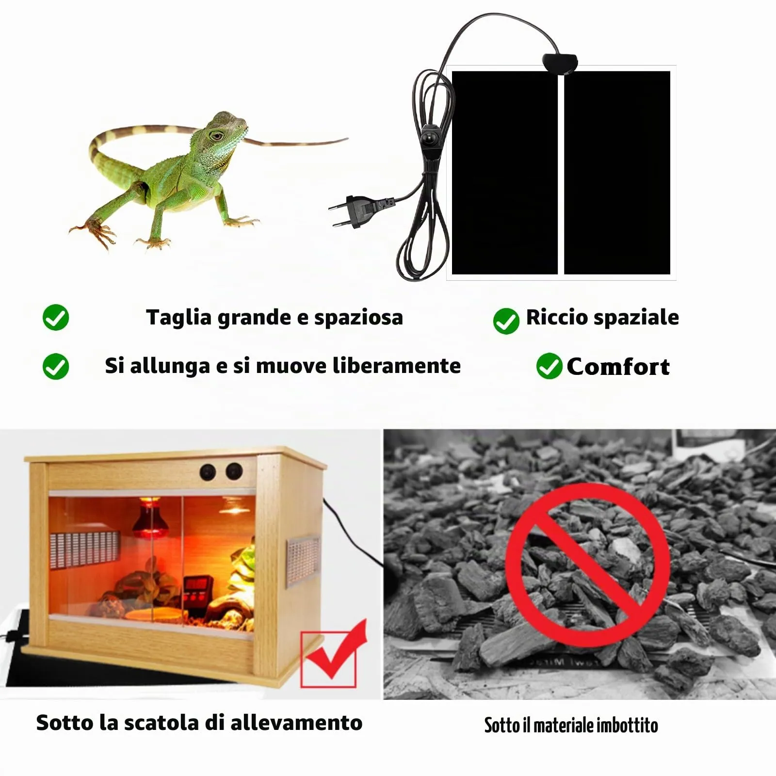 SPORWAY Tappetino riscaldante per rettili con regolatore di temperatura, 2 pezzi - immagine 4