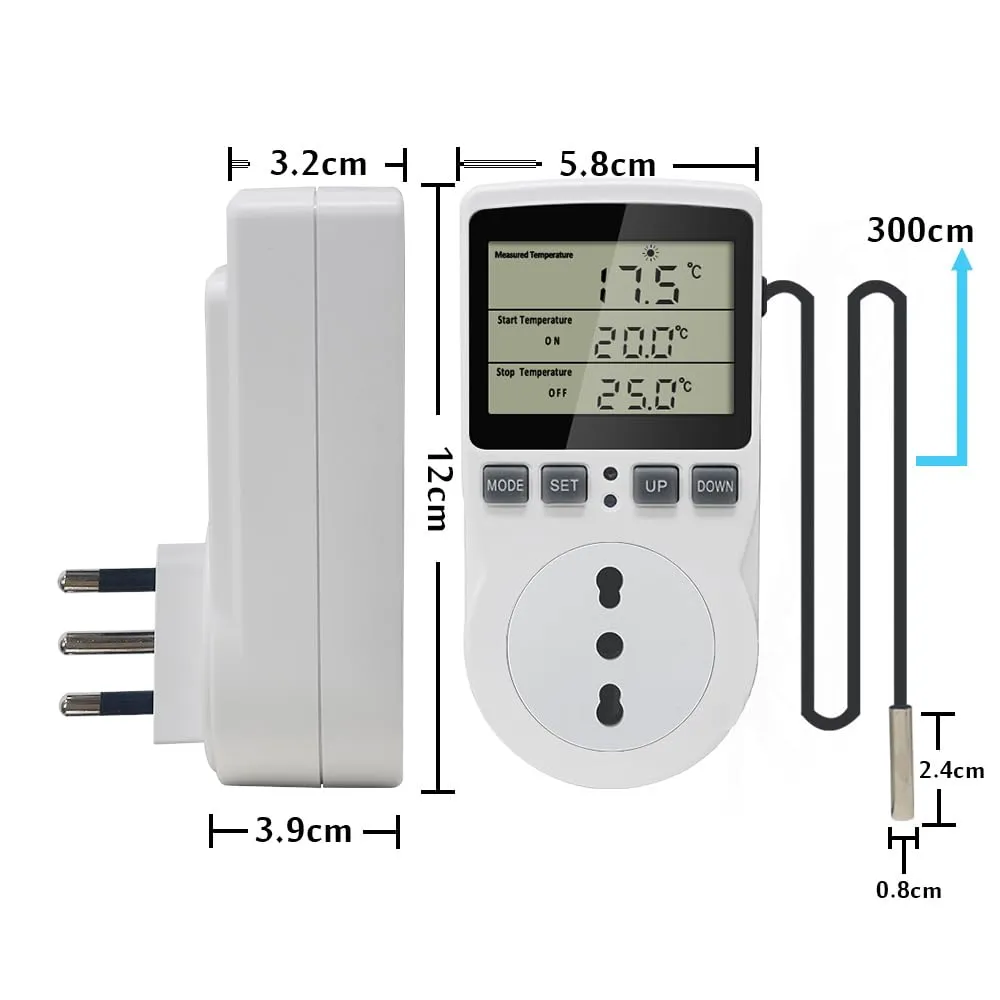 KETOTEK Presa Termostato Digitale con Sonda 220V KT3100 IT per Riscaldamento e Raffreddamento - immagine 5