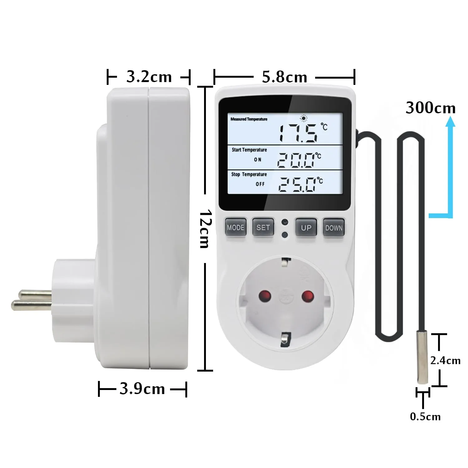 KETOTEK KT3100BL Presa Termostato Digitale con Sonda da 3 Metri, 220V-230V per Riscaldamento e Raffreddamento - immagine 7