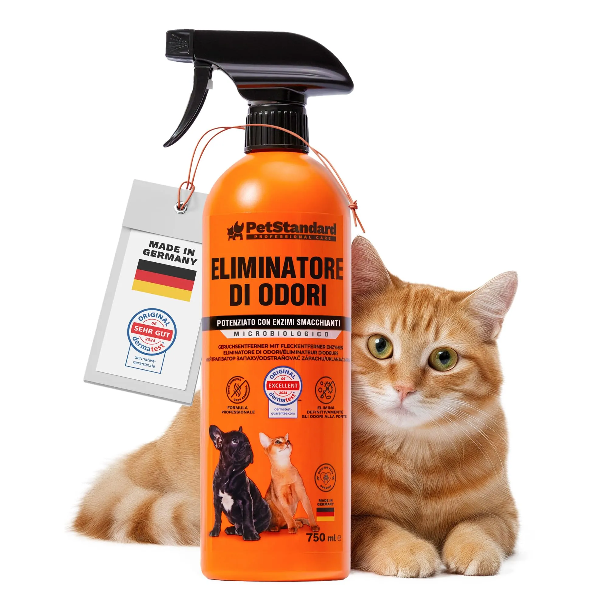 Petstandard Detergente Enzimatico Smacchiatore e Elimina Odori per Urina e Feci di Cane e Gatto, 750ml - immagine 1