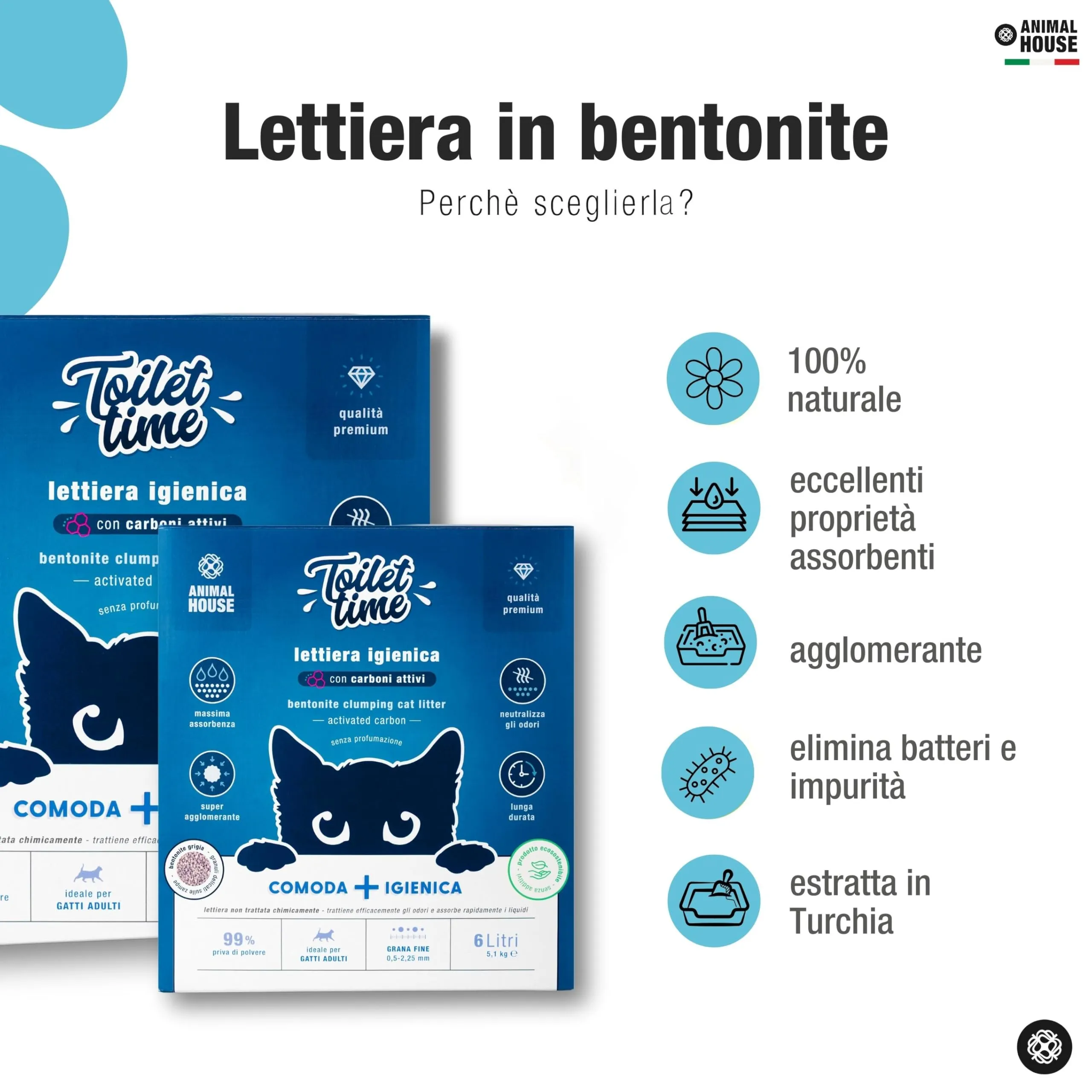 Animal House Toilet Time Carboni Attivi, 6L - immagine 3