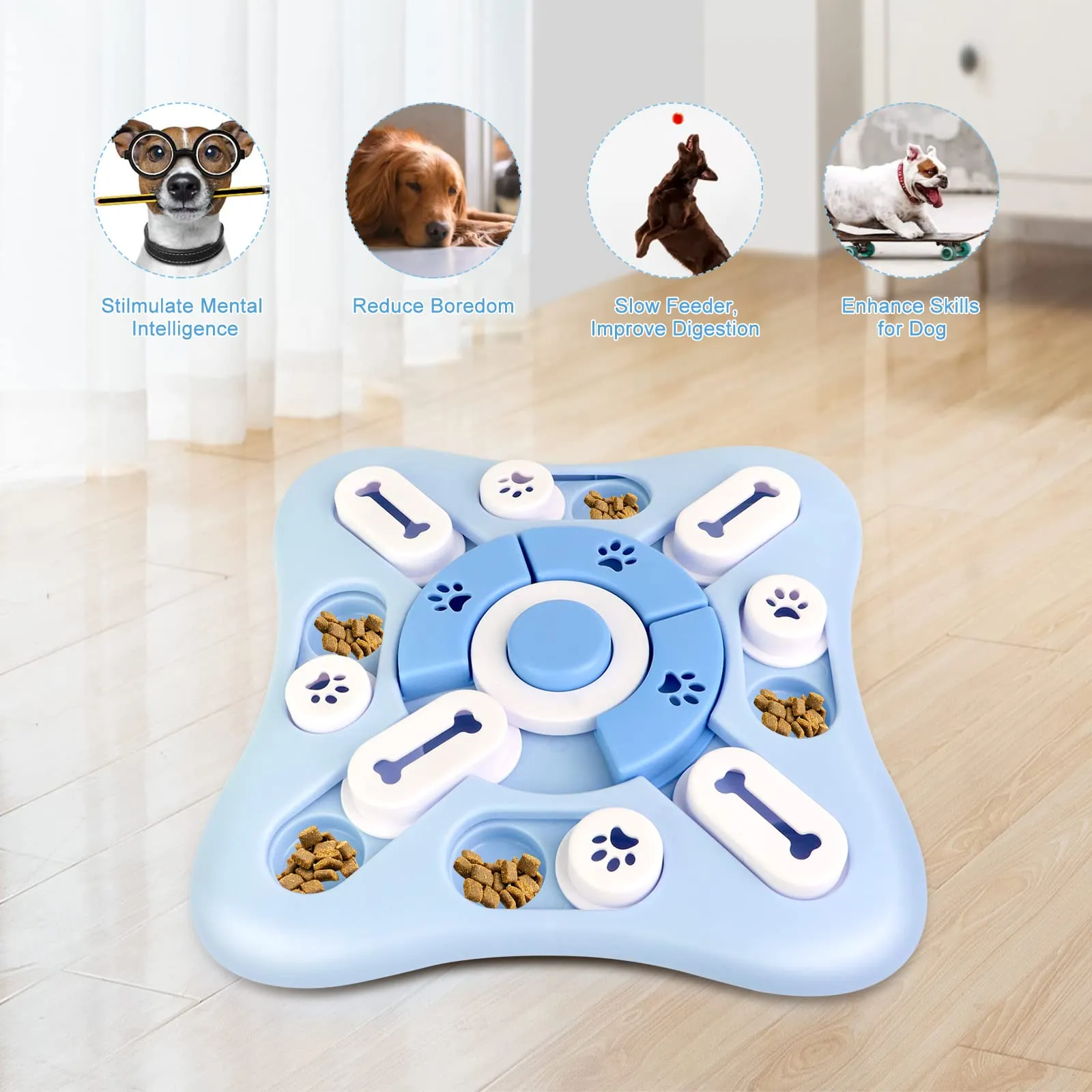 JOPHEK Giocattolo di Intelligenza Interattivo con Dispenser di Premi per Cani e Gatti, IQ Training per Piccola, Media e Grande Taglia - immagine 5