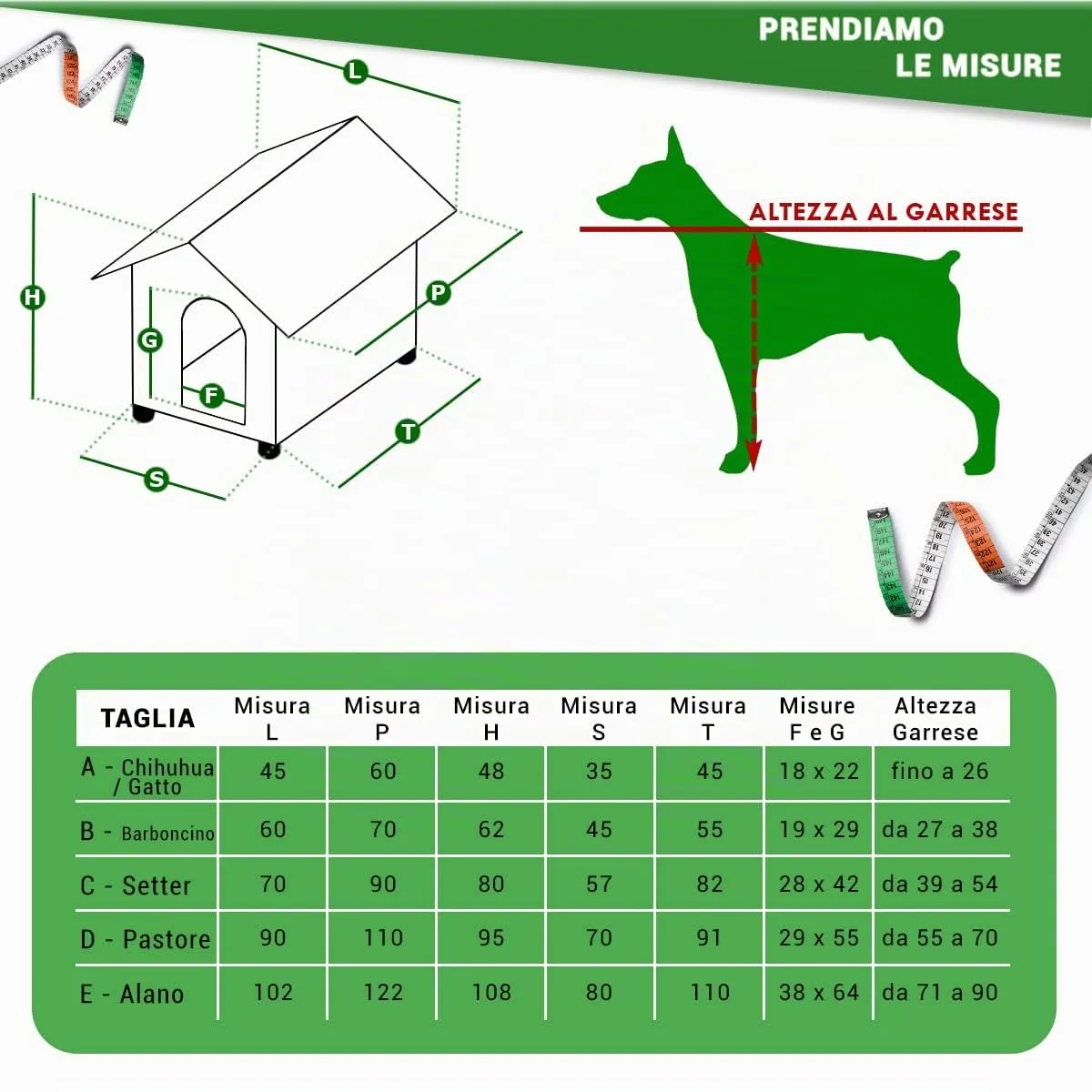 Original Legno Cuccia in Legno per Cani da Esterno Alpi E – Alano 102x122xH108 - immagine 4