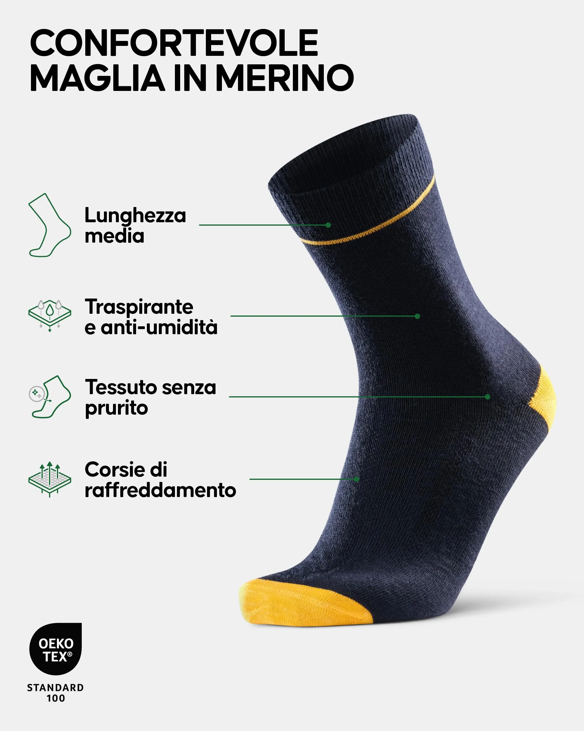 Danish Endurance Calzini in Lana Merino, Multicolore, 39-42 - immagine 2