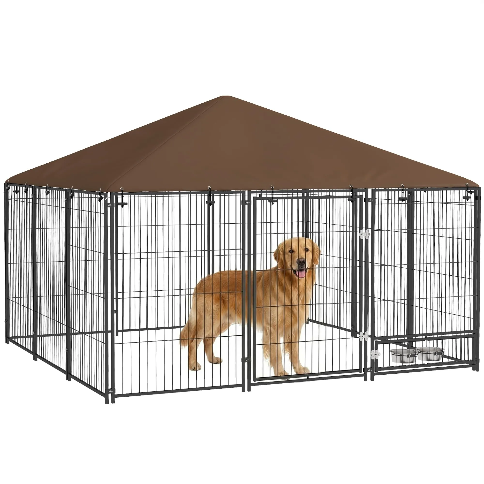 PawHut Recinto per Cani da Esterno con Tetto Anti-UV, 211x211x151 cm - immagine 1