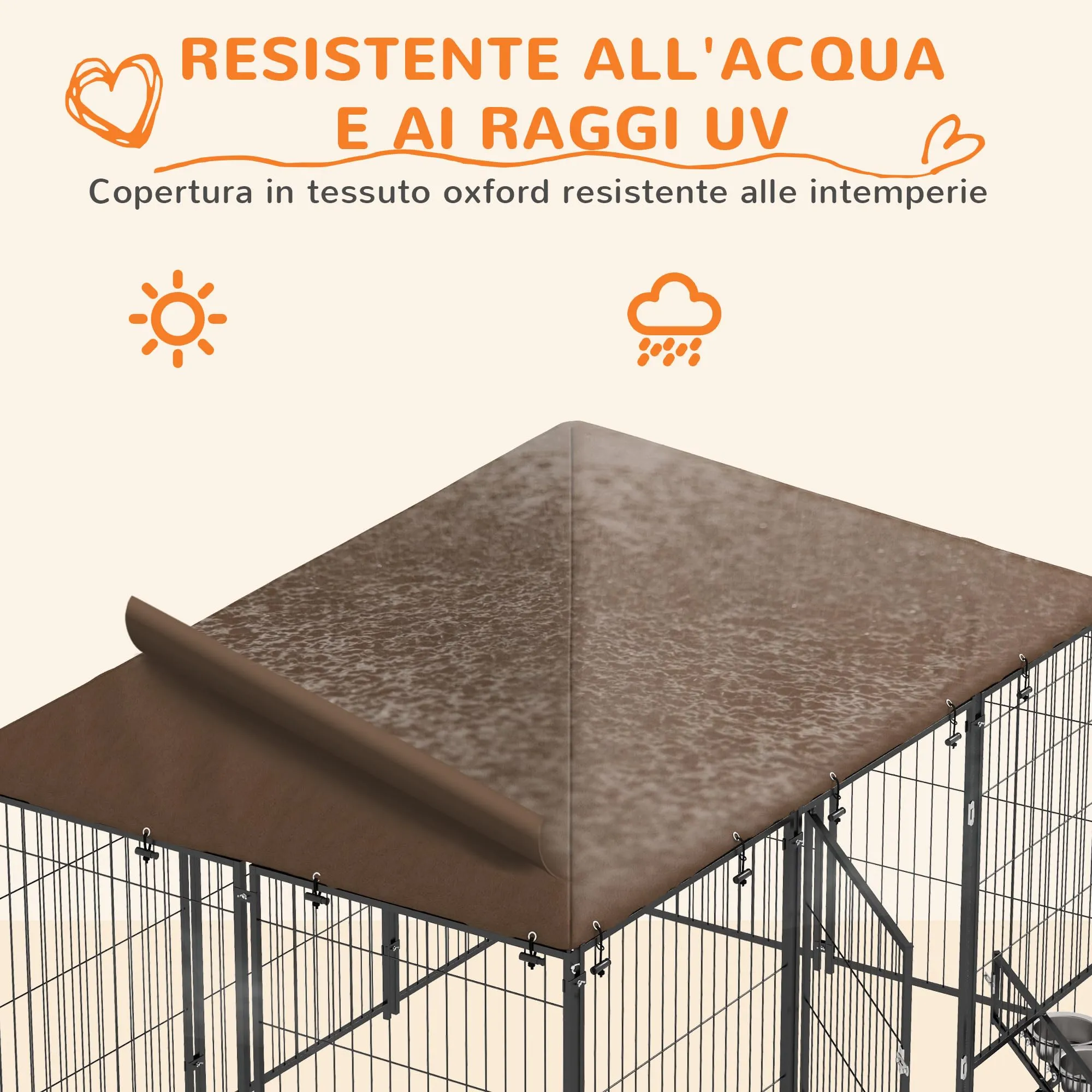 PawHut Recinto per Cani da Esterno con Tetto Anti-UV, 211x141x151 cm - immagine 4