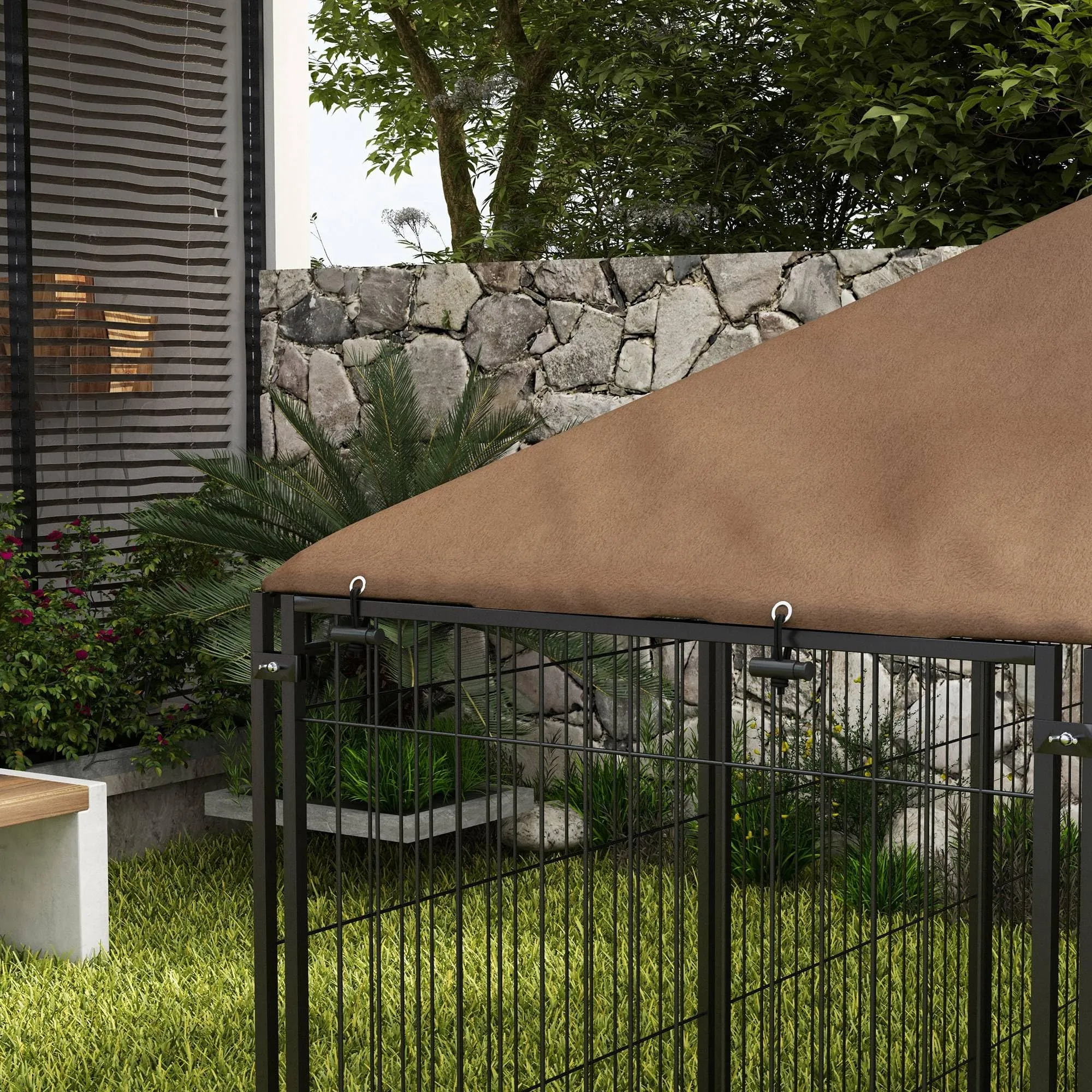 PawHut Recinto per Cani da Esterno con Tetto Anti-UV, 211x141x151 cm - immagine 9