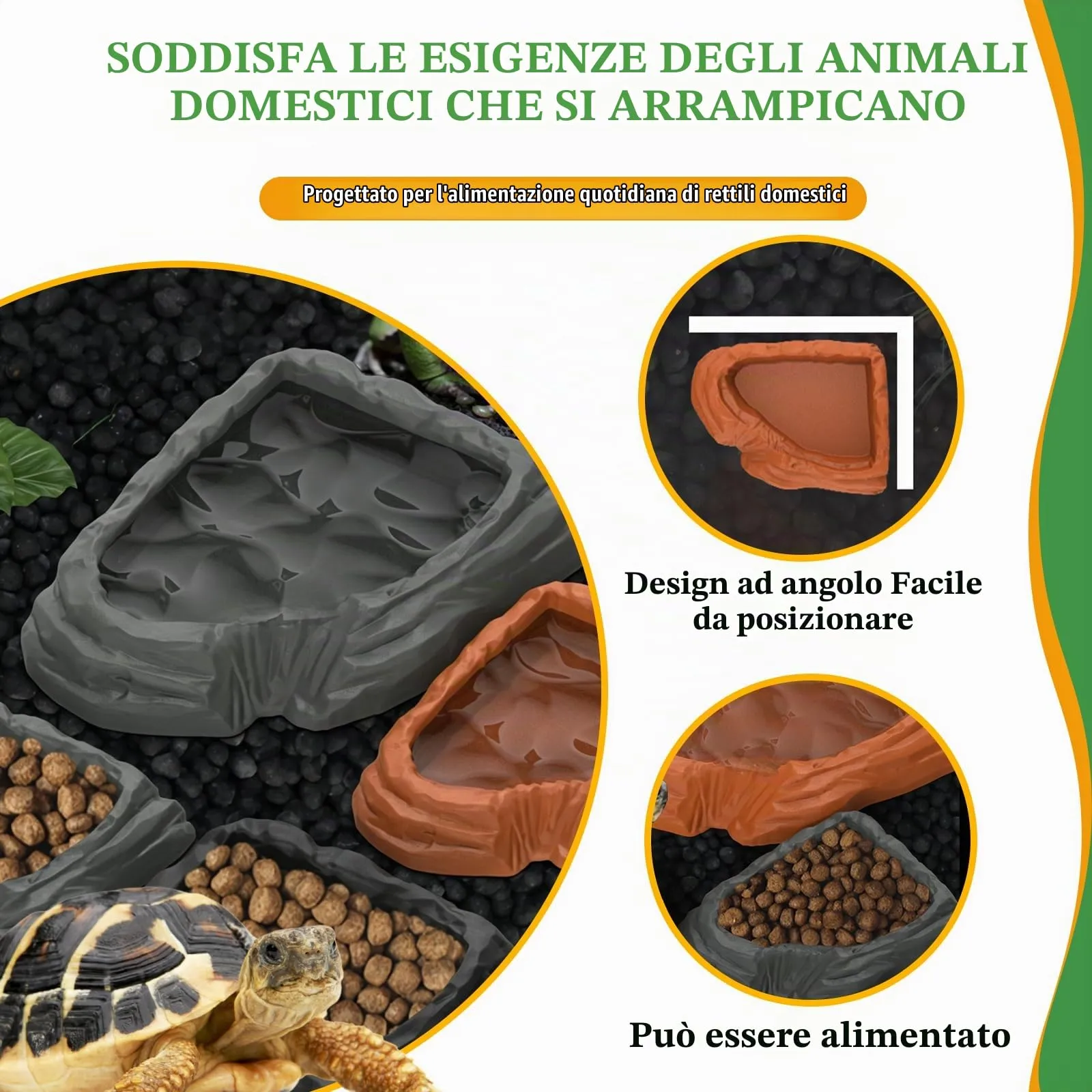 MaNeaz Ciotola per Tartarughe di Terra e Rettili, Abbeveratoio e Bacino Alimentare per Geco e Serpente, 2 Pezzi - immagine 3