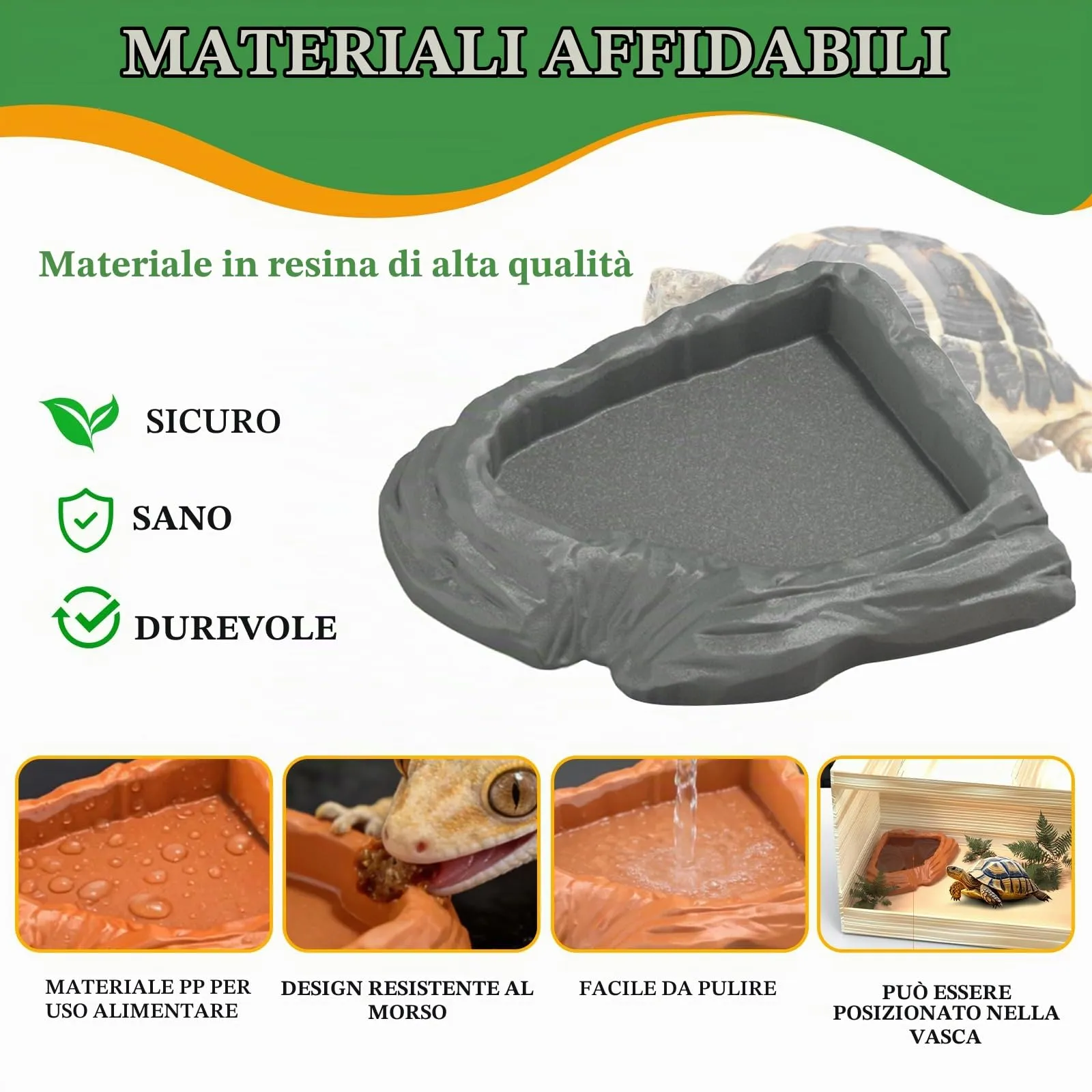 MaNeaz Ciotola per Tartarughe di Terra e Rettili, Abbeveratoio e Bacino Alimentare per Geco e Serpente, 2 Pezzi - immagine 4