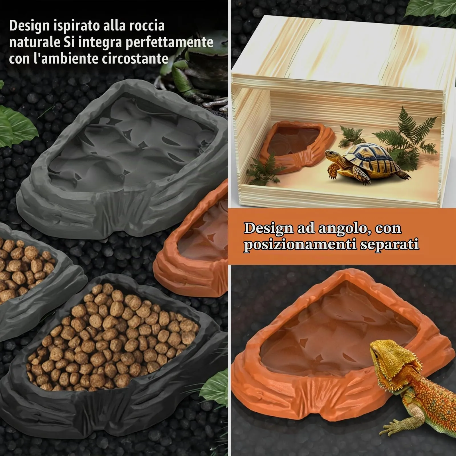 MaNeaz Ciotola per Tartarughe di Terra e Rettili, Abbeveratoio e Bacino Alimentare per Geco e Serpente, 2 Pezzi - immagine 5