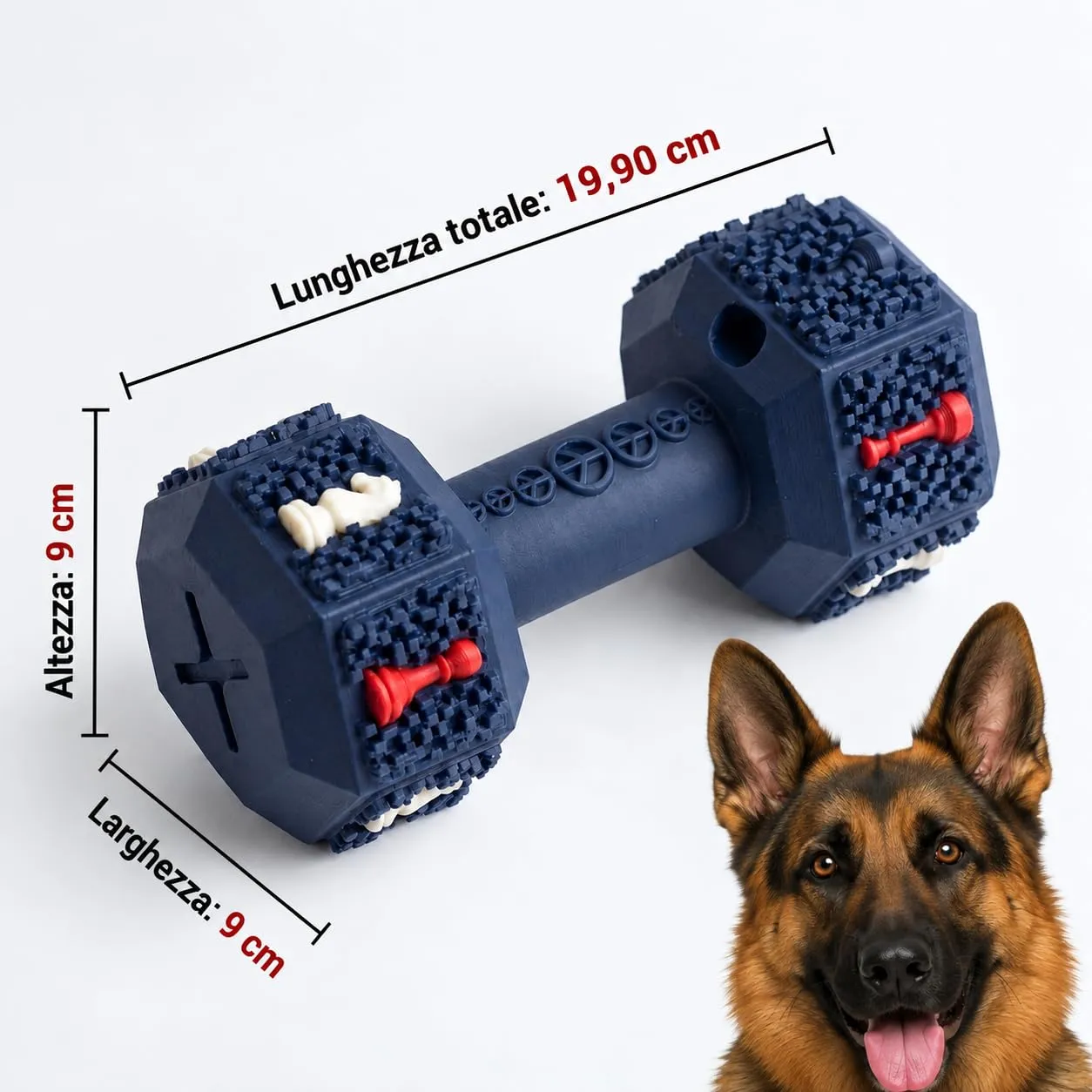Iberroad Giocattolo Interattivo per Cani Grandi XL, Dispenser di Cibo a Forma di Manubrio, Blu - immagine 2