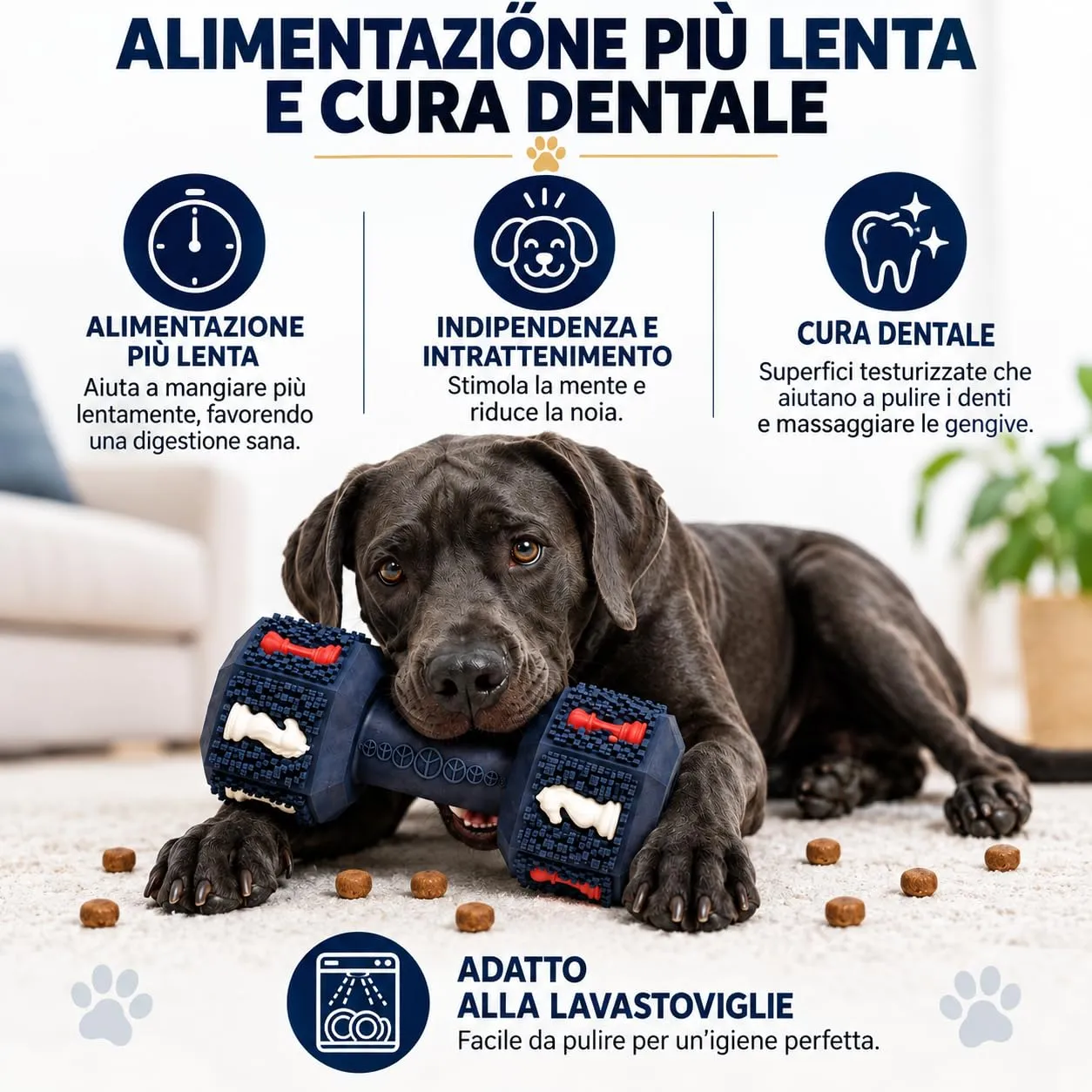 Iberroad Giocattolo Interattivo per Cani Grandi XL, Dispenser di Cibo a Forma di Manubrio, Blu - immagine 5