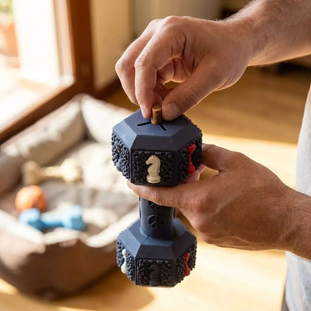Iberroad Giocattolo Interattivo per Cani Grandi XL, Dispenser di Cibo a Forma di Manubrio, Blu - immagine 6