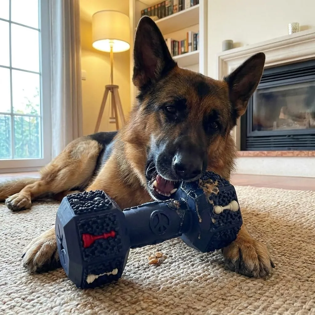 Iberroad Giocattolo Interattivo per Cani Grandi XL, Dispenser di Cibo a Forma di Manubrio, Blu - immagine 8