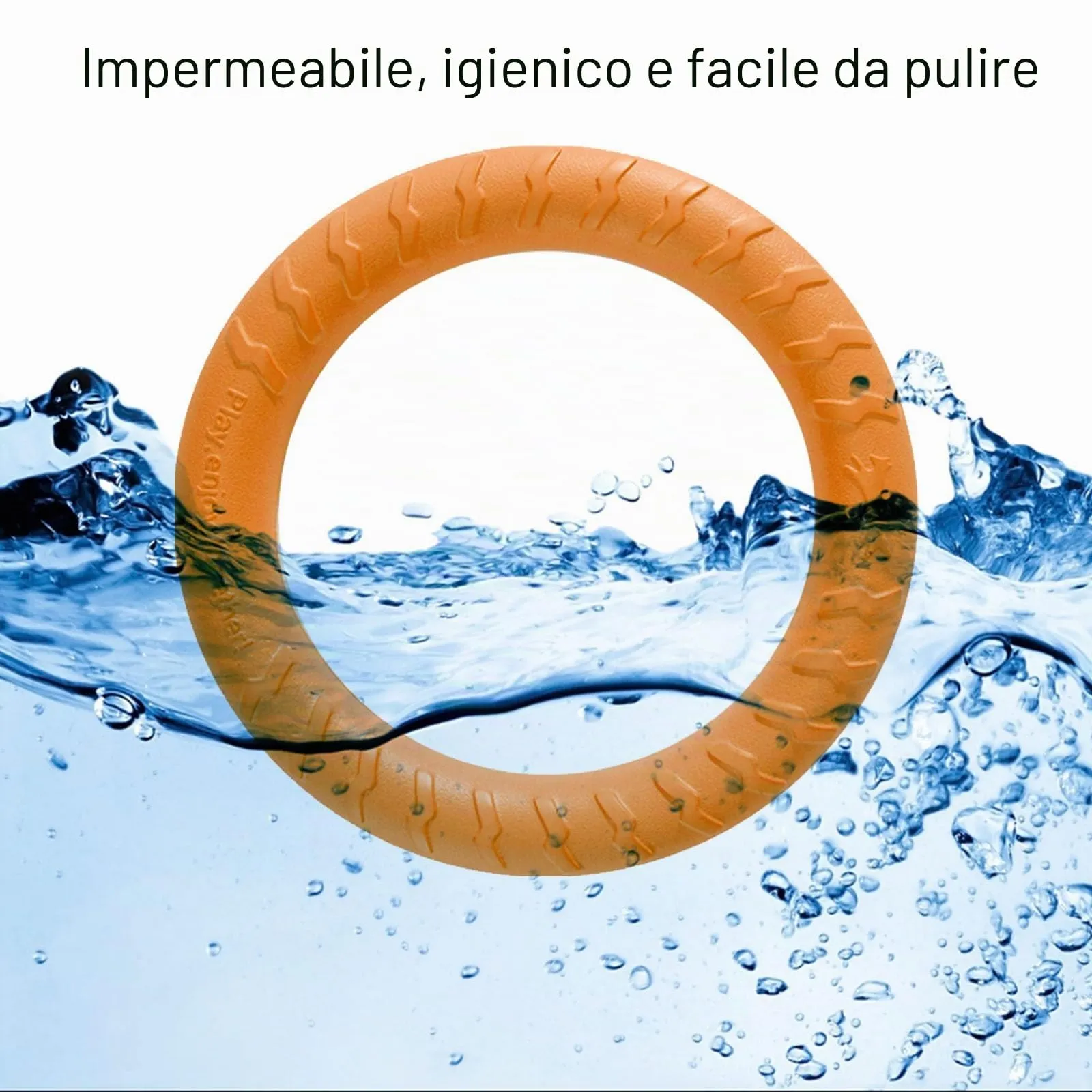 QEEROYO Anello per Morso e Frisbee Galleggiante per Cani, Arancione, 18 cm - immagine 3