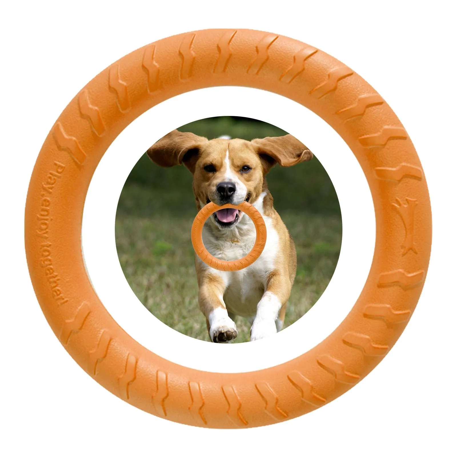 QEEROYO Anello per Morso e Frisbee Galleggiante per Cani, Arancione, 18 cm - immagine 4