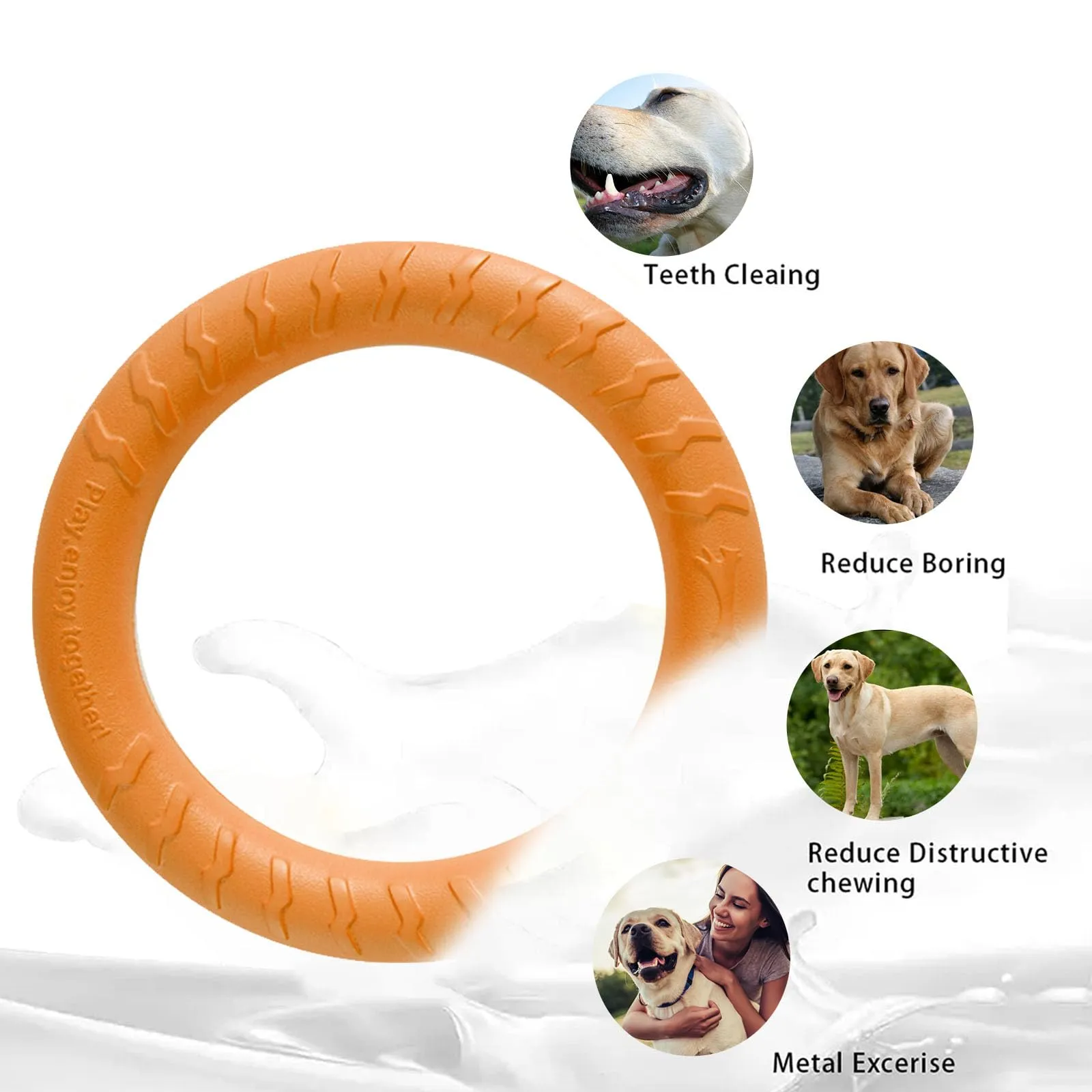 QEEROYO Anello per Morso e Frisbee Galleggiante per Cani, Arancione, 18 cm - immagine 5
