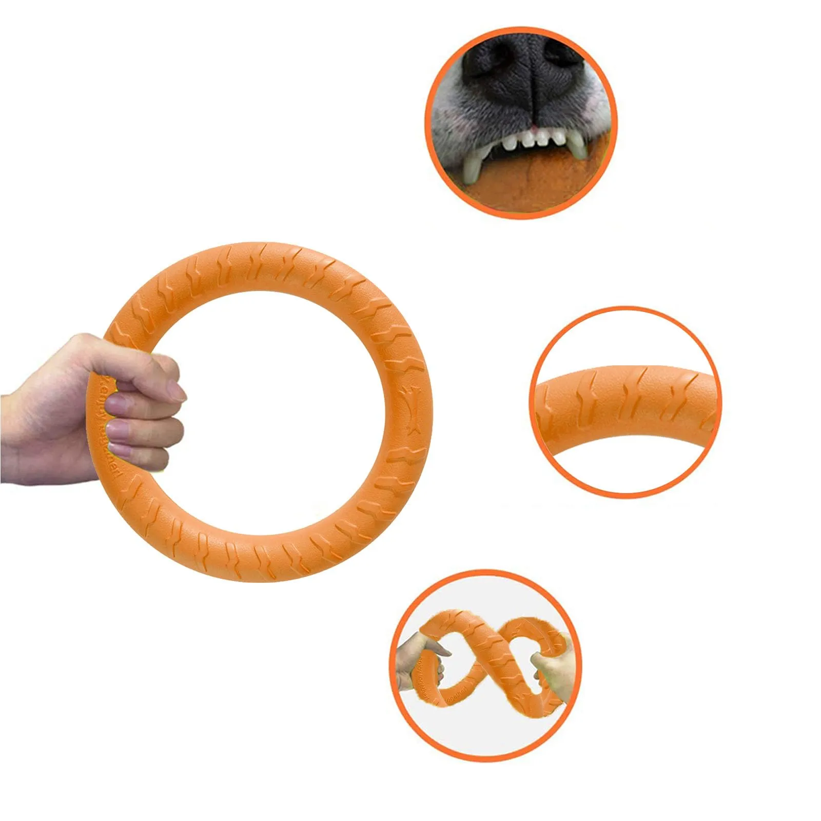 QEEROYO Anello per Morso e Frisbee Galleggiante per Cani, Arancione, 18 cm - immagine 6