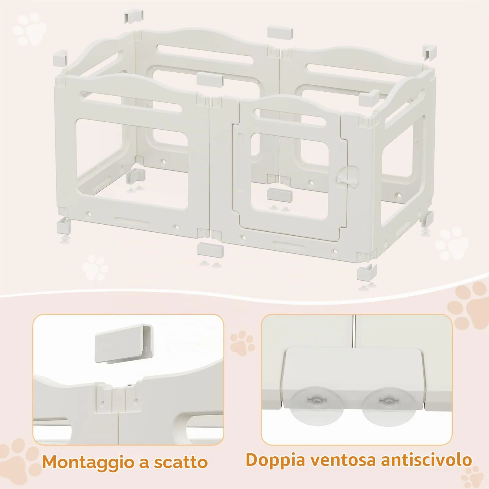 MAMIZO Recinto per Cani e Cuccioli in Acrilico, 129 × 68 × 60 cm - immagine 2