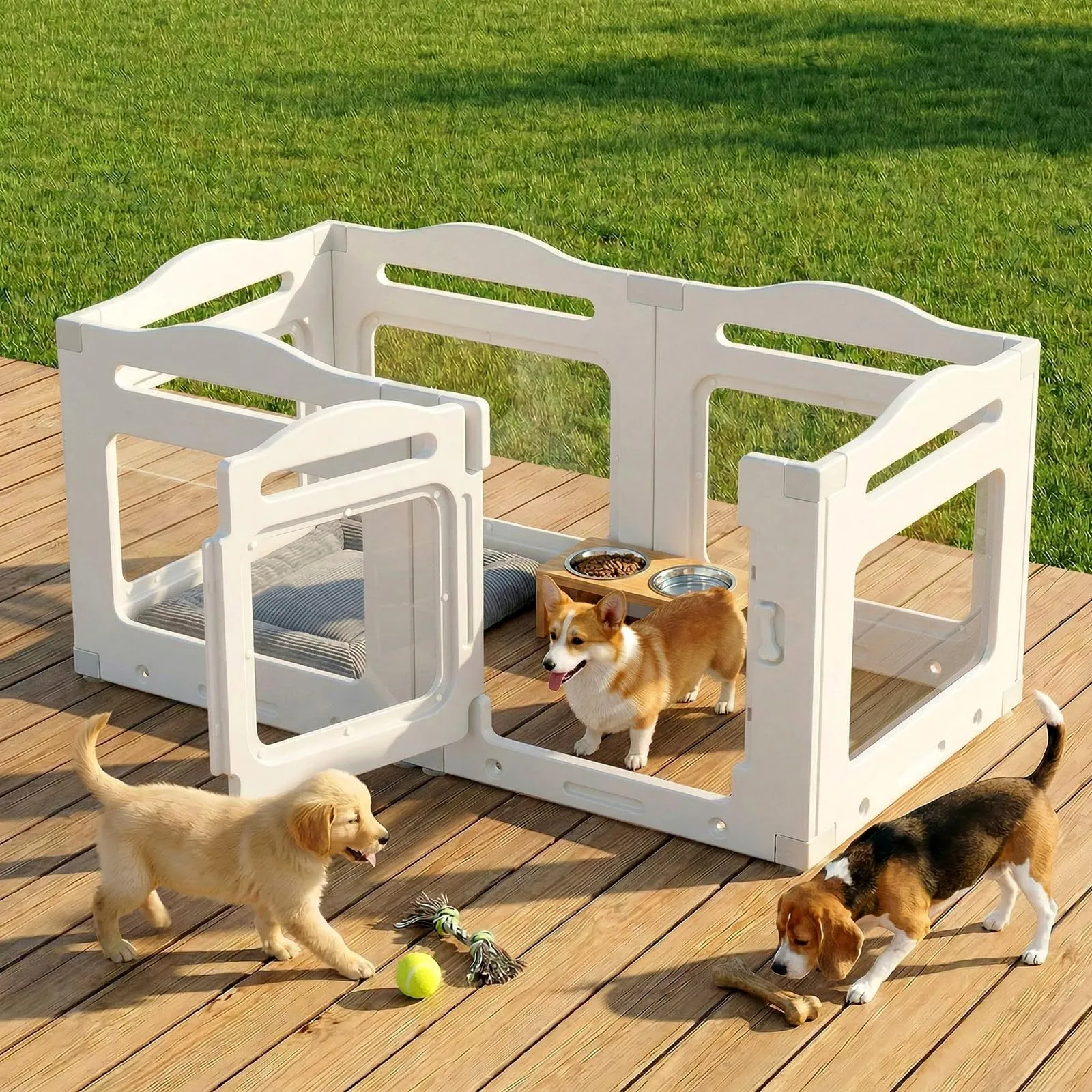 MAMIZO Recinto per Cani e Cuccioli in Acrilico, 129 × 68 × 60 cm - immagine 7