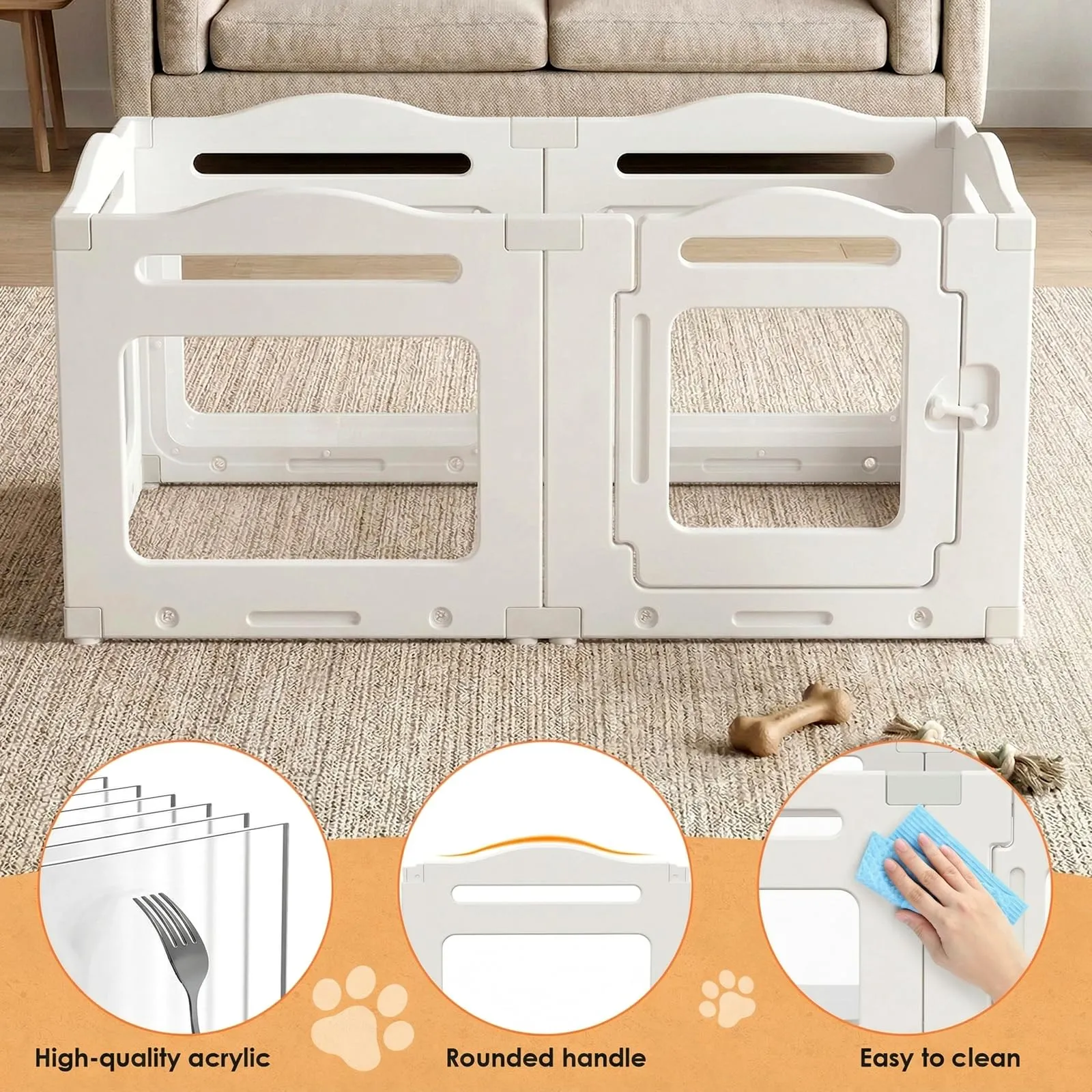 MAMIZO Recinto per Cani e Cuccioli in Acrilico, 129 × 68 × 60 cm - immagine 8